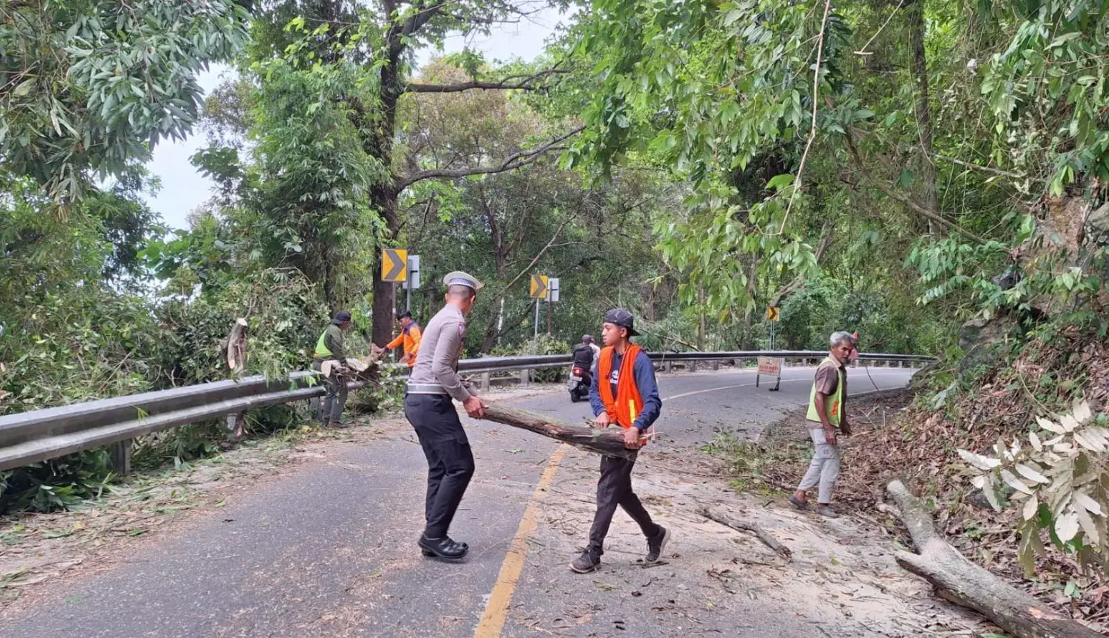 police-deployed-personnel-to-secure-the-fallen-tree-incident-geurutee-mountain