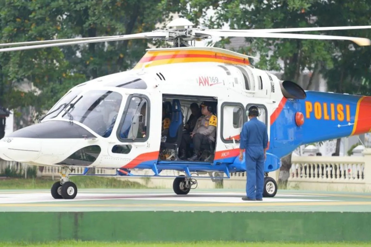 north-sumatra-police-prepare-helicopter-and-security-forces-for-aquabike-2024-in-lake-toba