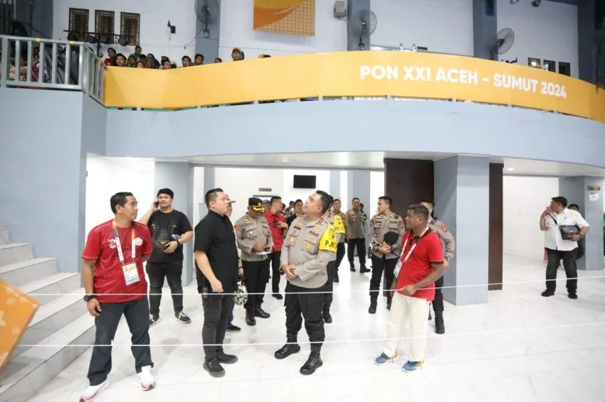 north-sumatra-regional-police-reviews-xxi-pon-situation-at-disporasu-sports-arena