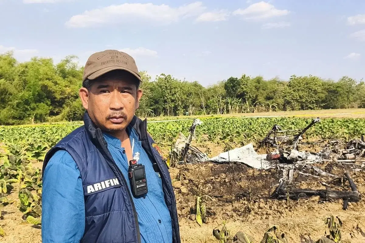blora-police-investigate-sky-ranger-aerosport-plane-emergency-landing-and-fire