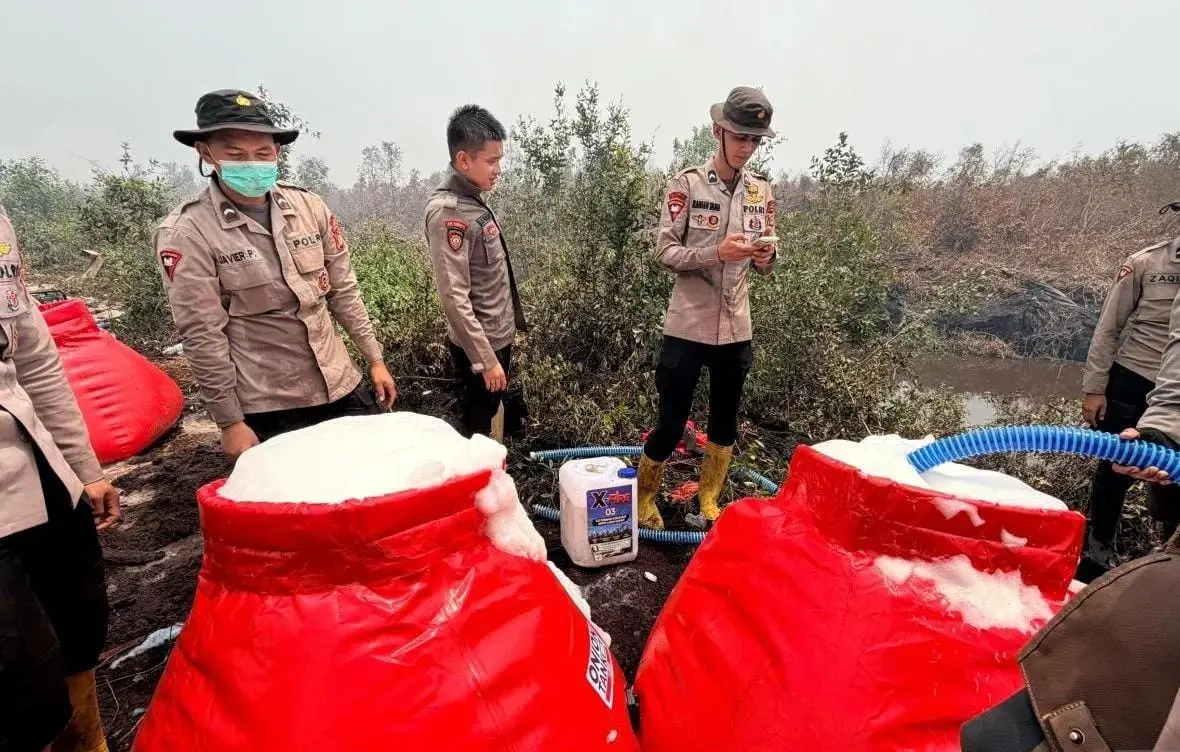 Drone Used to Spray X-Fire Liquid in Extinguishing Wildfire in Ogan Ilir Komering
